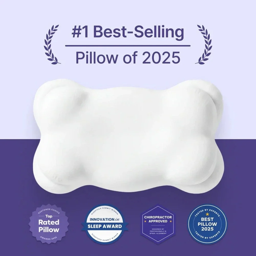 Mellow CloudAlign Pillow White Ergonomic Memory Foam Spinal Alignment‎ Regular